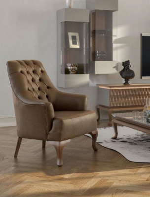 Bruine Chesterfield éénzits woonkamermeubel Moderne Luxe Fauteuil