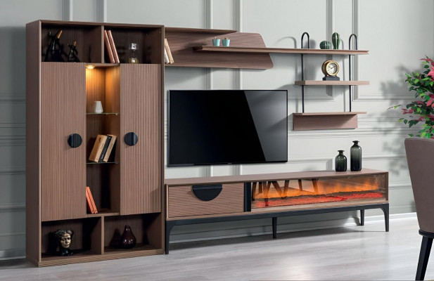 Woonwand Woonkamer Meubels TV-standaard Modern Boekenkast Ontwerp Inrichting