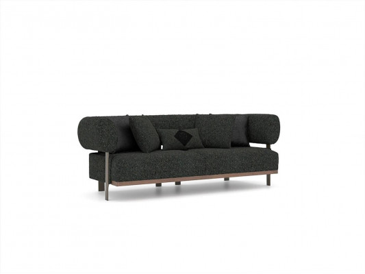 Zwart set bankstel 2x bank tweezitter gestoffeerd meubilair luxe fauteuil nieuw.