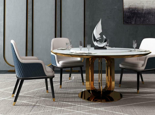 Luxe ronde tafel, ronde ontwerptafels, roestvrijstalen meubels, eettafel, eettafels nieuw