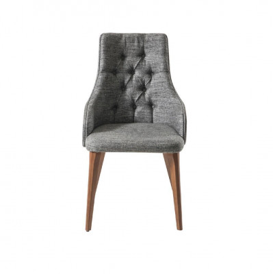 Grijze eetkamer Chesterfield stoel ontwerper stoffen stoelen luxe meubels fauteuil