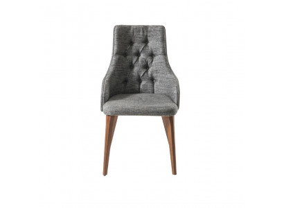 Grijze eetkamer Chesterfield stoel ontwerper stoffen stoelen luxe meubels fauteuil