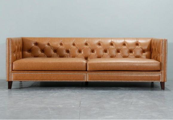 Bank 4-zits gestoffeerde sofa moderne zitplaatsen polyester design bank oranje