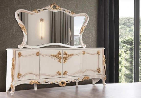 Dressoir met spiegel Garnituur Eetkamer barok commodes Houten commode Houten kast Nieuw