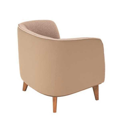 Beige fauteuil gestoffeerd woonkamer eenzitter ontwerper lounge relaxstoel