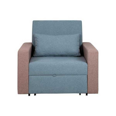 Blauwe fauteuil met slaapfunctie voor in de woonkamer, eenzitter, ontspanning, luxe clubfauteuil