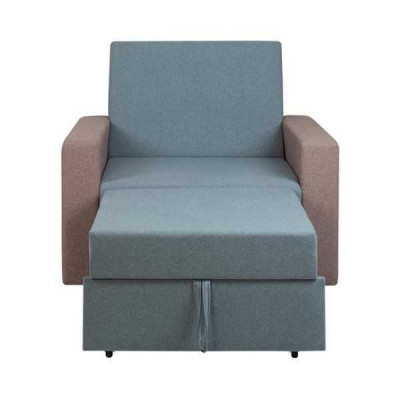 Blauwe fauteuil met slaapfunctie voor in de woonkamer, eenzitter, ontspanning, luxe clubfauteuil