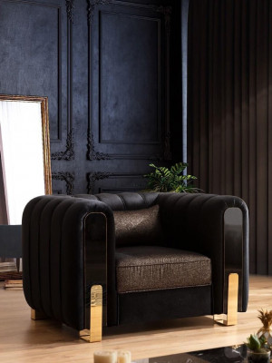 Zwarte fauteuil luxe design woonkamerstoel eenzitter modern