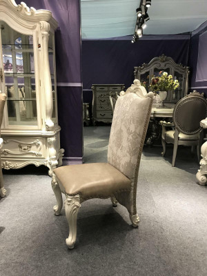 Stoel Troon Fauteuil Eetkamer Nieuw Hout Antiek Stijl Barok Rococo Leer