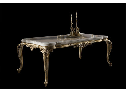 Moderne luxe eettafel, elegante tafel, klassieke eetkamertafels, meubilair goud