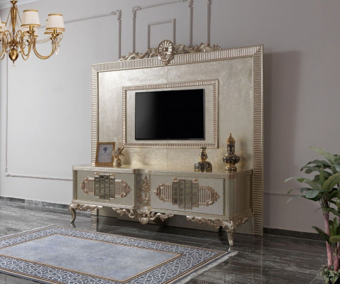 Lowboard TV-standaard Sideboard RTV Hout Goud Woonkamer Tafel Luxe