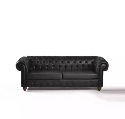 Zwarte Chesterfield driezits kantoorbank luxe zitplaats