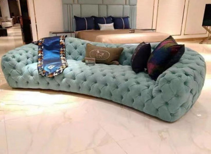 Bank 3-zits Chesterfield Groen Beklede Bankstellen Design Kunstleer Nieuw Modern