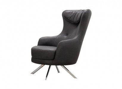 Zwarte leren fauteuil met hoge rugleuning Woonkamer Luxe eenzits meubilair.