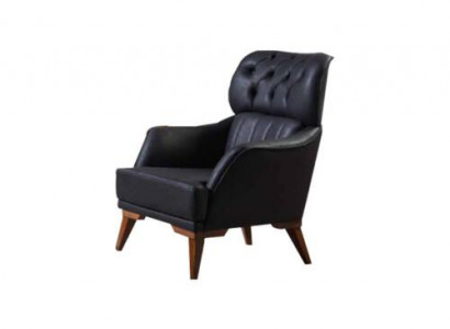 Zwarte Chesterfield fauteuil Luxe eenzitter woonkamerstoel 1-zits