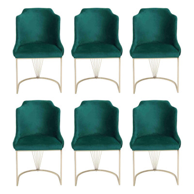 Luxe designer groene eetkamerstoel 6x stoelen enkele zits moderne eetkamer.