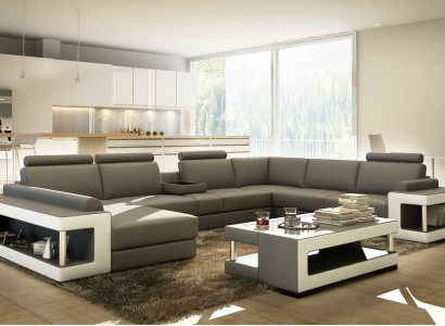 Woonlandschap Luxe Trend Collectie Bank Leren Bank Sofa U-vormige Zitplaats