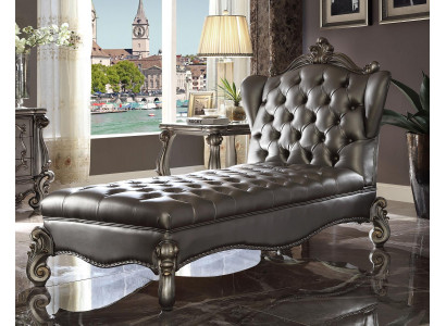 Chaiselongues Chesterfield Ligstoel Chaise Lederen Bank Relax Zilveren Barok