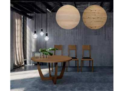 Ronde Houten Eettafel Keukentafel in nieuwe moderne stijl bruin 140cm.