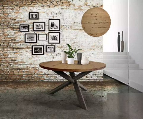 Eetkamer Ronde Eettafel Hout Ronde Keukentafel Moderne Stijl Bruin 140cm