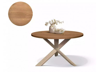 Ronde keukentafel salontafel kleur bruin stijl modern hout 140cm.