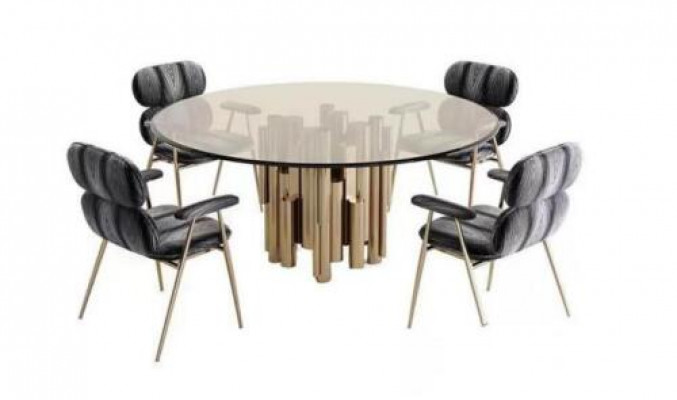 Ontwerper tafel Goud Eettafel Rond Glas Ronde Tafels Moderne luxe