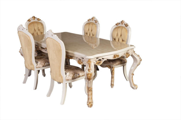 Beige Klassieke eetkamermeubelen Ontwerper eettafel met Chesterfield poslterstoelen