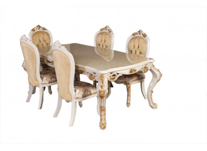 Beige Klassieke eetkamermeubelen Ontwerper eettafel met Chesterfield poslterstoelen