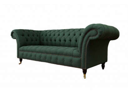 Driedelige bank, stof, groen, bekleding, meubels, Chesterfield, sofa's, banken