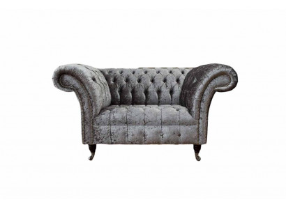 Chesterfield fauteuil ontwerp gestoffeerde bank Chesterfield textiel zilver