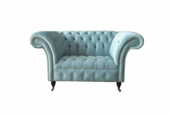 Chesterfield Fauteuil Turkoois Bekleding Bank 1-Zits Design Bekleding Nieuw