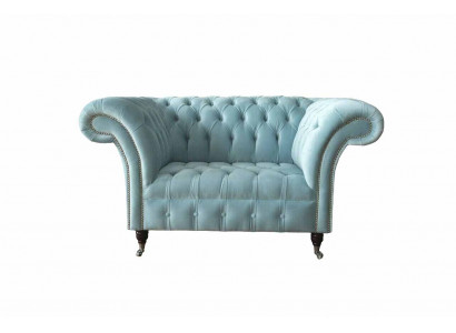 Chesterfield Fauteuil Turkoois Bekleding Bank 1-Zits Design Bekleding Nieuw