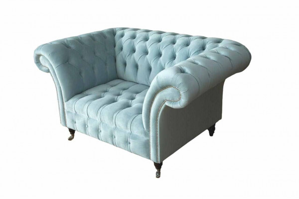 Chesterfield Fauteuil Turkoois Bekleding Bank 1-Zits Design Bekleding Nieuw