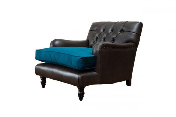 Chesterfield fauteuil bank 1-zits bank gestoffeerde bank leer grijs