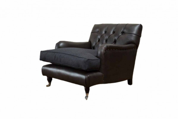 Chesterfield design fauteuil bank gestoffeerde luxe banken 1 zit leer