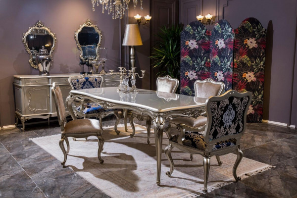 Luxe eetkamer set Tafel + 6x Armstoelen Stoel Eetgroep Eetkamer Set 7-delig