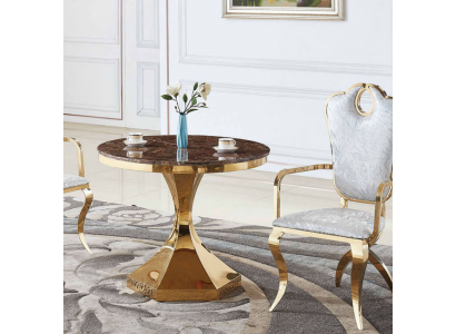 Eettafel meubels luxe hout modern roestvrij staal woonkamer design nieuw goud