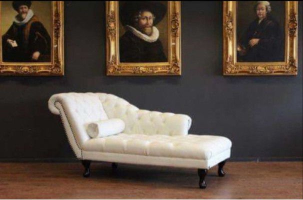 Chesterfield Ligstoelen en Ottomaanse Bank van echt leer Relax Chaise Nieuw