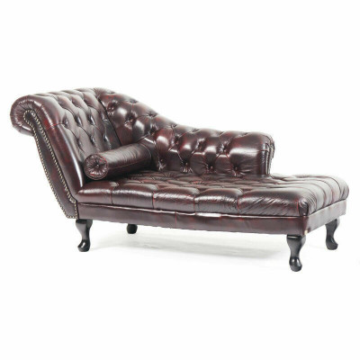 Chesterfield Rood Ligbed Designer Bank Leren Sofa Nieuw