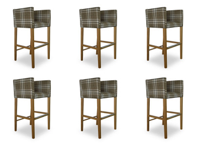 6x Barkruk Hoek Stoel Fauteuil Stoelen Kruk Balie Stoel Bekleding Set Caro