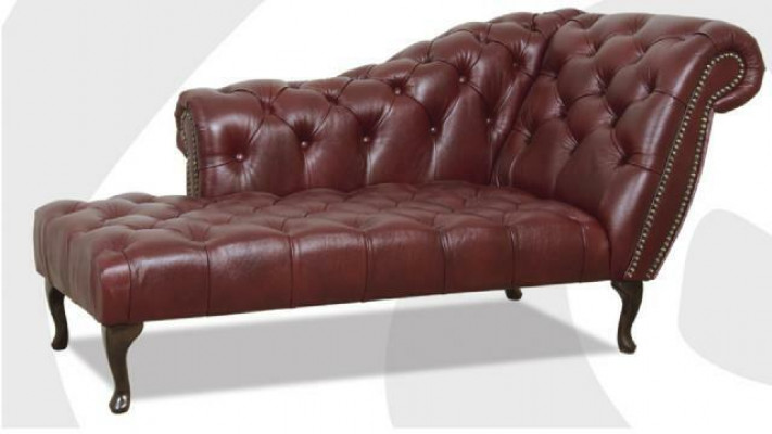 Chesterfield Ligstoel Chaise Longue Bank Bank Leren Bank Textiel met Kristallen NIEUW