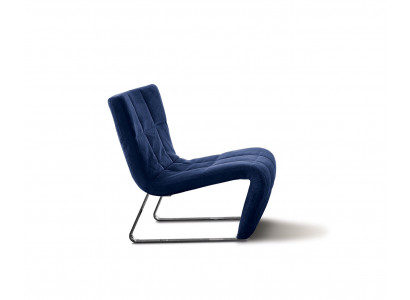 Fauteuil zonder armleuning Luxe gestoffeerd designmeubilair Italiaanse stijl Textiel Blauw