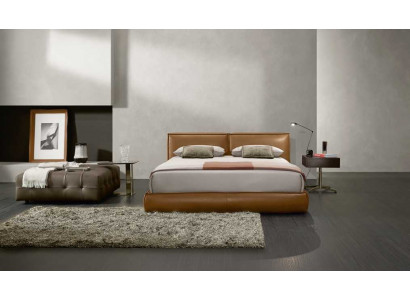 Tweepersoons gestoffeerd bed luxe slaapkamer bedden tweepersoons bedframe bruin meubilair