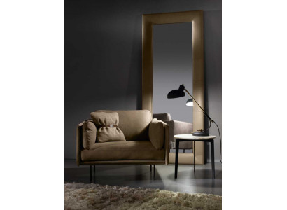 Ontwerp fauteuil Grijs Bekleding Leer Modern Woonkamer Luxe Hout Meubels Relax Nieuw