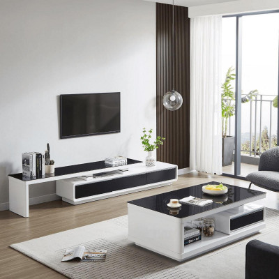 Zwart Wit TV-standaard Luxe dressoir Glazen dressoir Woonkamer meubels