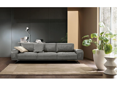 Sofa 3 zits luxe meubels woonkamer leer bank driezitter grijs design Prianera