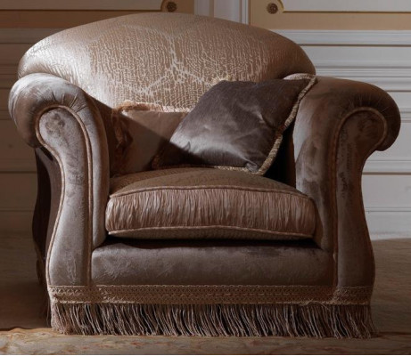 Luxe fauteuil bekleding troon landelijke stijl echt hout Italiaanse meubels éénzits.