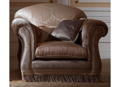 Luxe fauteuil bekleding troon landelijke stijl echt hout Italiaanse meubels éénzits.