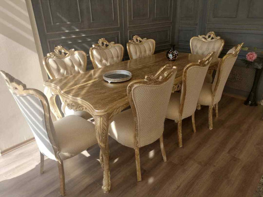 Eetkamer set tafel met 8x leunstoelen zitgarnituur kussens banken set