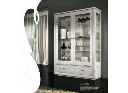 Luxe etalage vitrine vitrines glazen kast modern hout grijs rek meubels